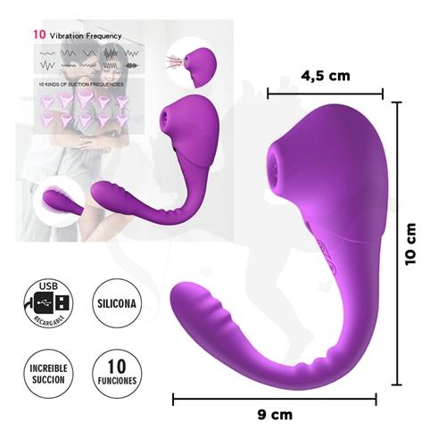 Pictor estimulador para parejas con succionador y vibrador